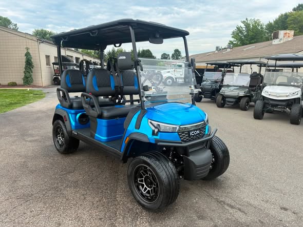 4 vs 6 passenger golf cart – 2026 ICON i40FX Lithium Golf Cart – Blue, Forward-Facing 4 Passenger