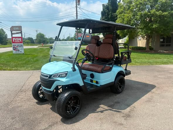 4 vs 6 passenger golf cart – 2026 Verdi Aspen S4 Lithium Golf Cart – Light Blue with Cognac Seats