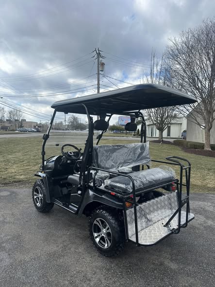 rear view of TrailMaster Taurus 200 gas cart with rear flip seat
