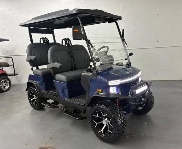 Golf cart warranty – Denago Rover XL Lithium Golf Cart – Navy Blue, Lifted, Street Legal