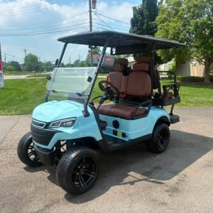 2026 Verdi Aspen S4 Lithium Golf Cart – Light Blue with Cognac Seats