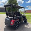 red ICON i40FX lithium cart rear quarter view with black wheels