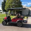 red-club-car-onward-48v-electric-5 red Club Car Onward 48V side profile under extended roof