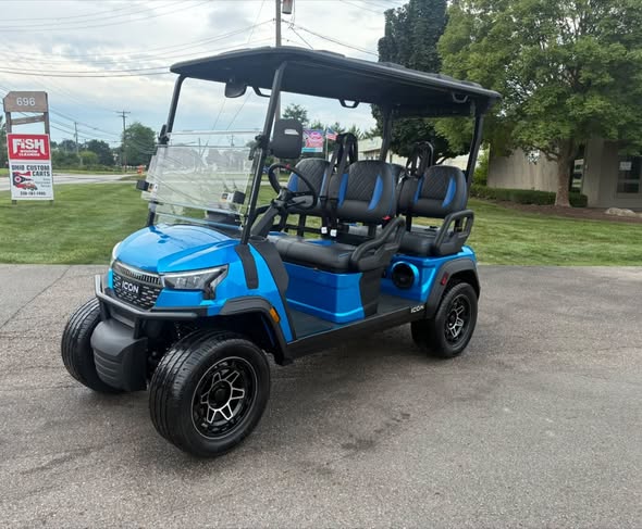 Used golf cart checklist – 2026 ICON i40FX Lithium Golf Cart – Blue, Forward-Facing 4 Passenger